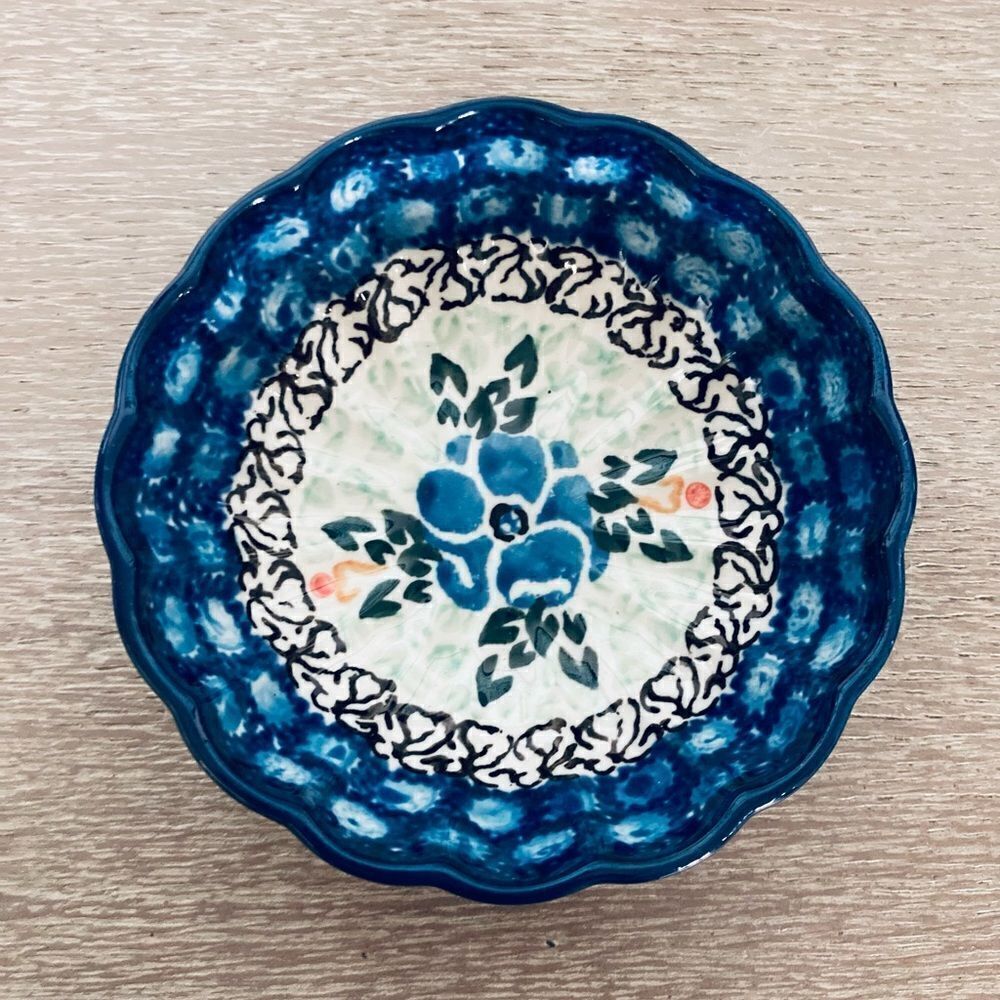 Boleslawiec Polish Pottery Ceramic Floral Trinket Bowl Dish